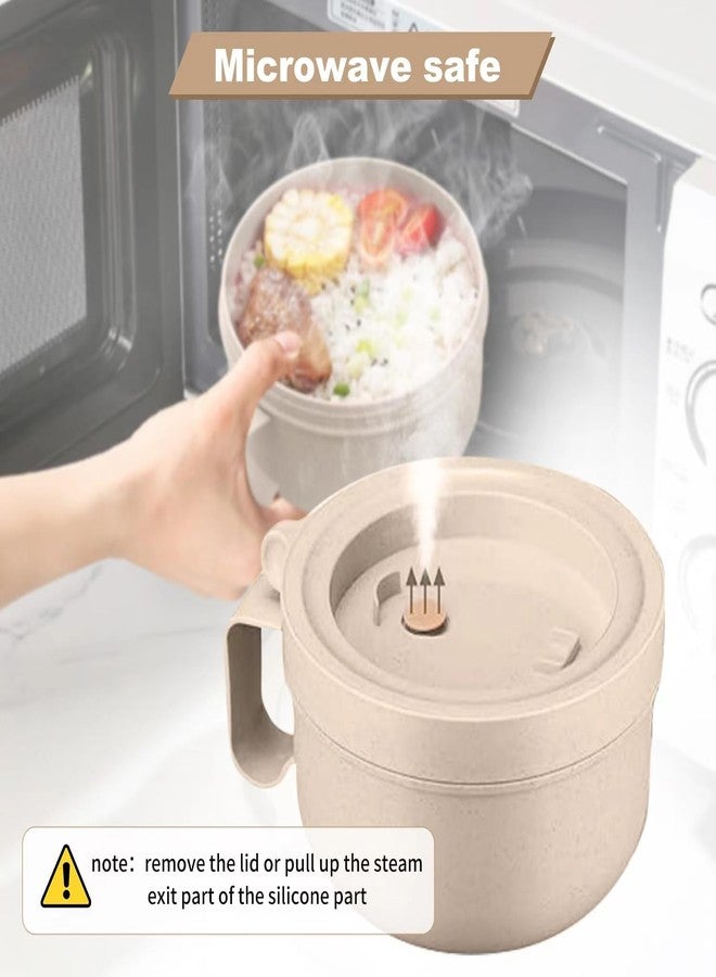 Rarapop Microwave ramen bowl, 28.74 ounce soup bowl, soup cup with lid, handle and fork, can be used for dishwasher (Beige) - Image 5