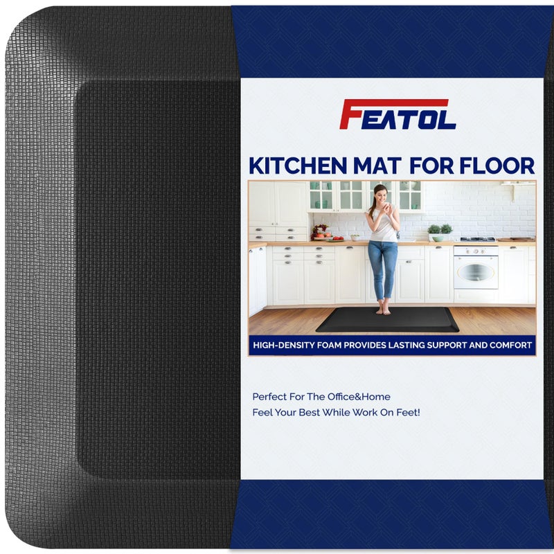 FEATOL Anti Fatigue Mat for Standing, 9/10 Extra Thick Ergonomic Standing Desk Mat, Comfort Memory Foam Standing Mat at Home,Office All Day (24" x 70", Black, 1PC) - Image 1