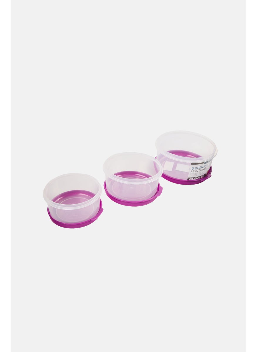 Kitchen Details 3 Pcs Round Plastic Storage Containers, Assorted  - Image 2