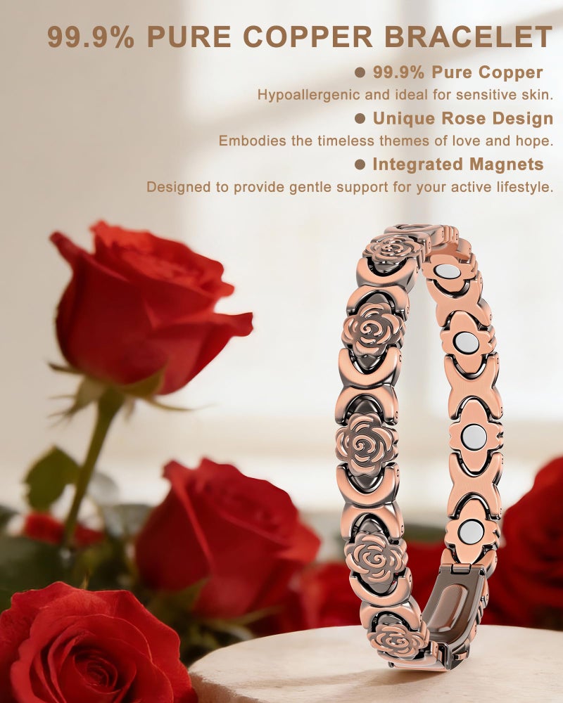 vapeples Copper Bracelets for Women, 99.99% Pure Copper Magnetic Bracelet, 3800 Gauss, Adjustable Sizing, Women's Bracelets With Built-in Magnets, Gift Packaging, Fashion Jewelry Gift. - Image 2