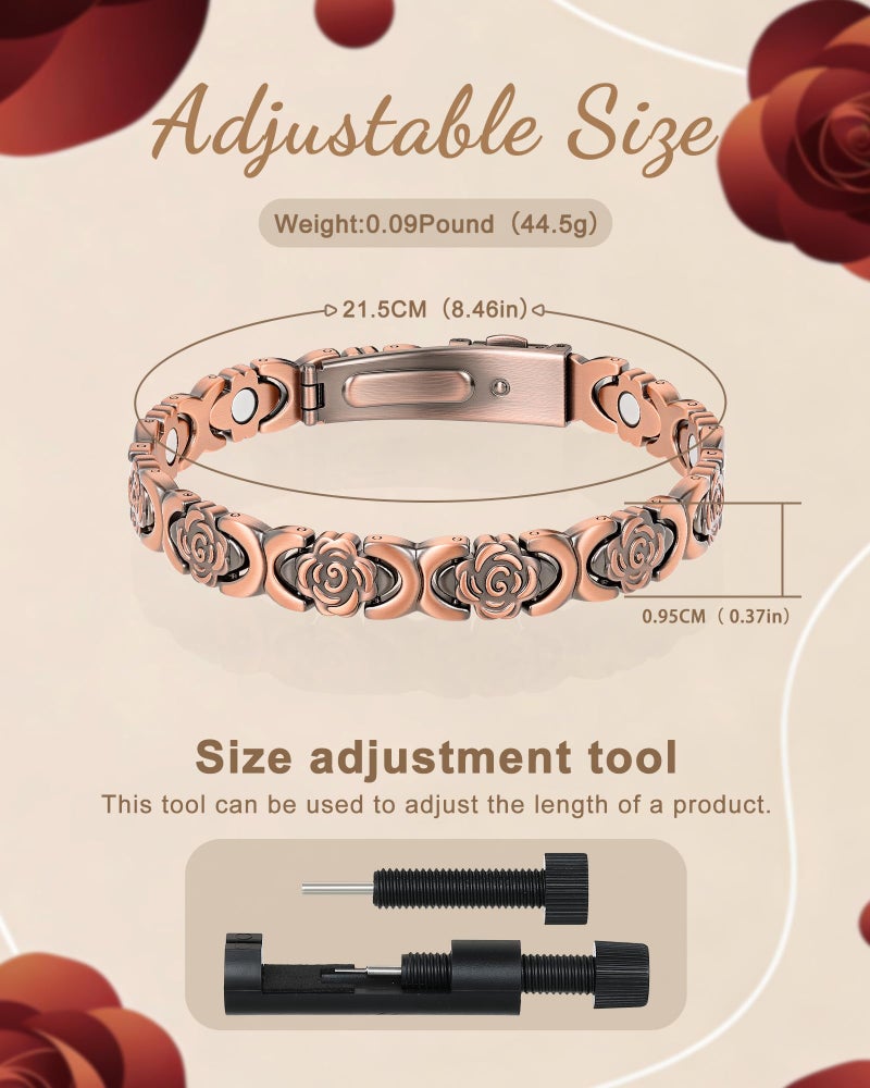vapeples Copper Bracelets for Women, 99.99% Pure Copper Magnetic Bracelet, 3800 Gauss, Adjustable Sizing, Women's Bracelets With Built-in Magnets, Gift Packaging, Fashion Jewelry Gift. - Image 4