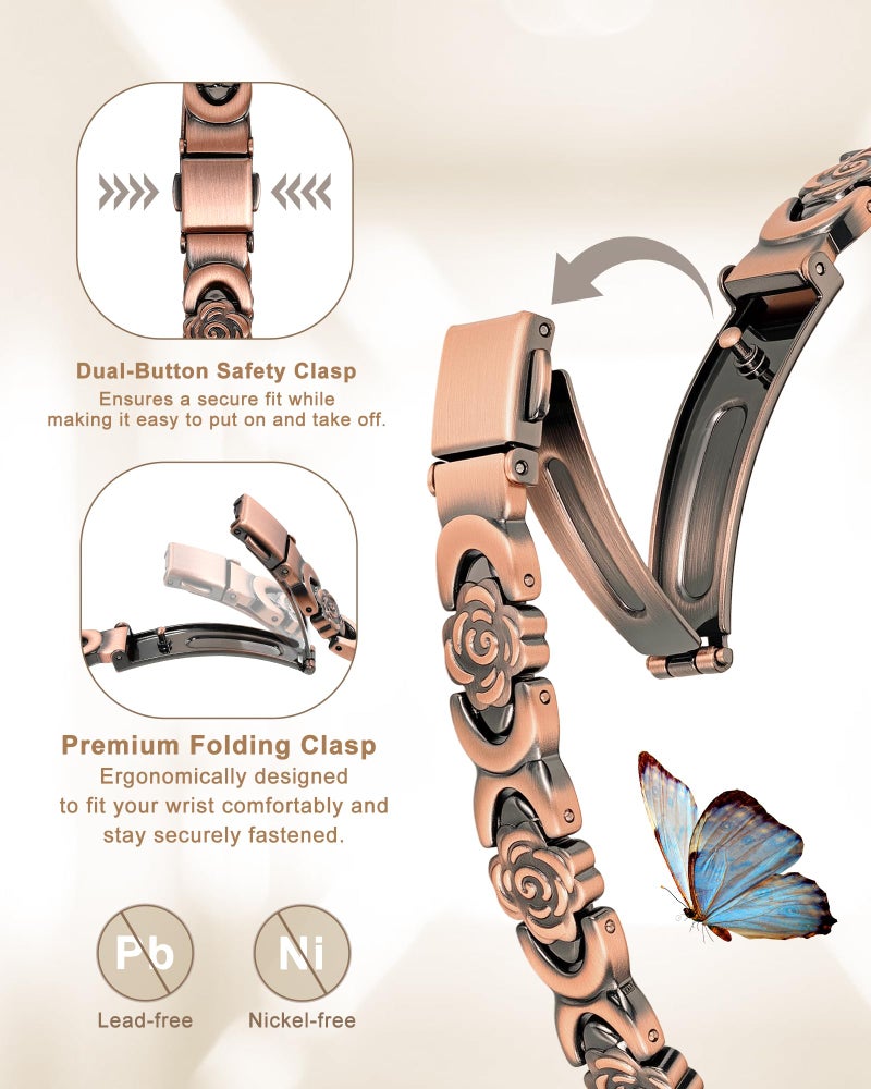 vapeples Copper Bracelets for Women, 99.99% Pure Copper Magnetic Bracelet, 3800 Gauss, Adjustable Sizing, Women's Bracelets With Built-in Magnets, Gift Packaging, Fashion Jewelry Gift. - Image 3