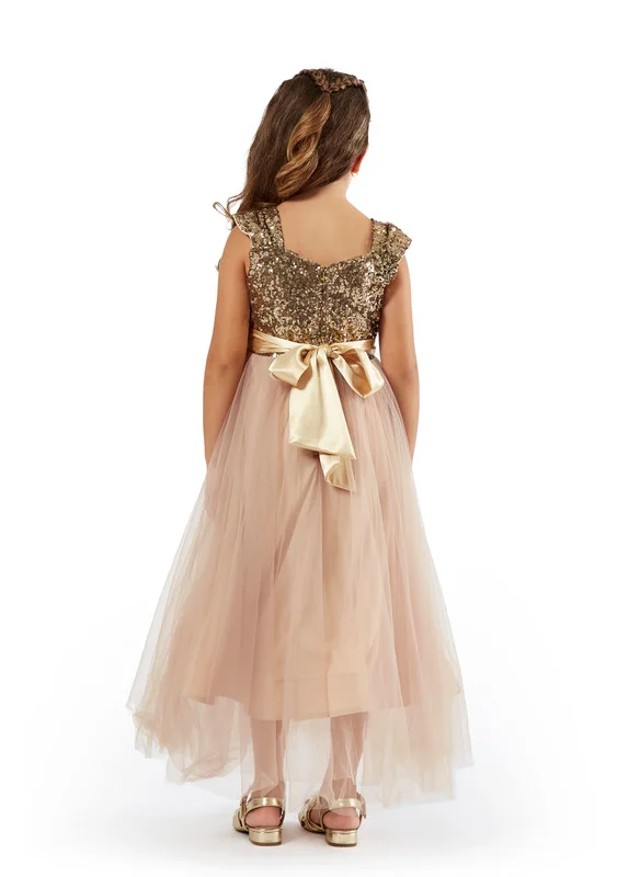 Amri Sequins Long Frock With Tulle Flare