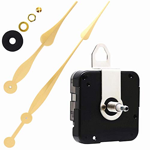 TIKROUND TIKROUND Youngtown 12888 High Torque Long Shaft Clock Movement Mechanism with 12 Inch Long Spade Hands Gold 1 Set 