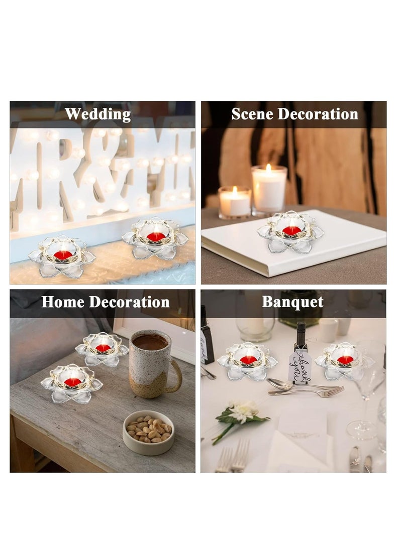 Lotus Candle Holders Crystal Tealight Candle Holders Decorative Candlestick Stands Glass Candlestick Decor for Home Dinner Wedding Party 4 Pieces  - Image 5
