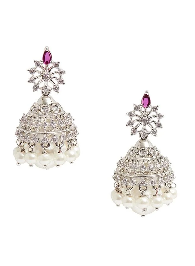 VOYLLA CZ Elegance Silver Plated Brass Necklace Set