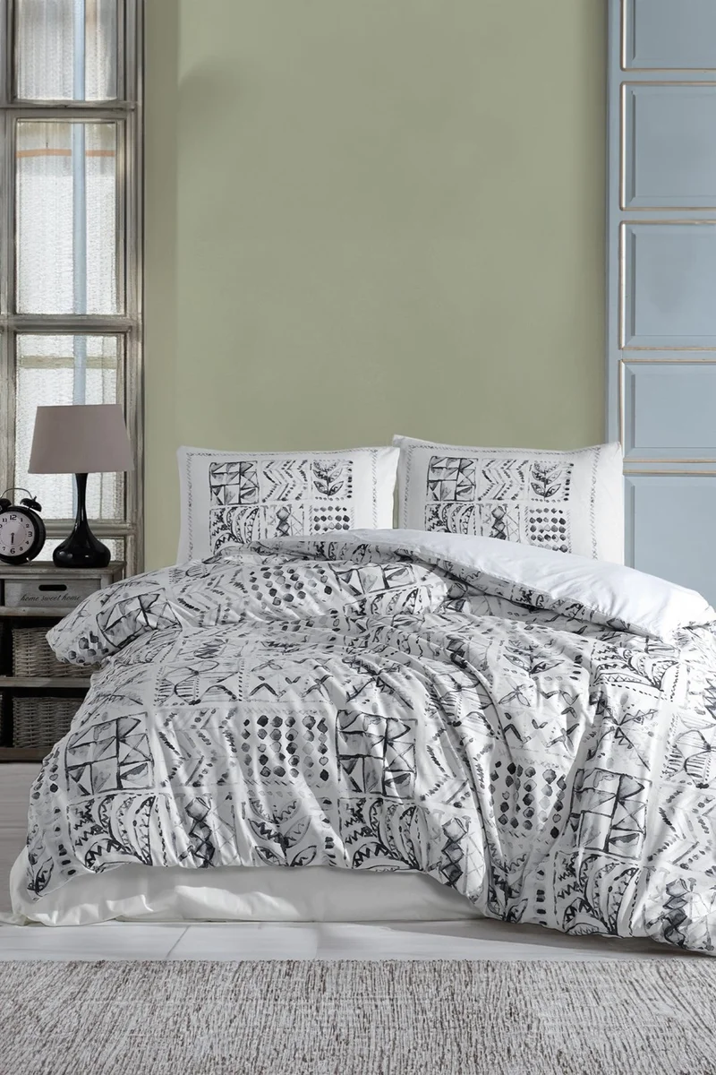 ايلارت Spark Fitted Duvet Cover Set Double Natural Cotton Ranforce 4 Piece