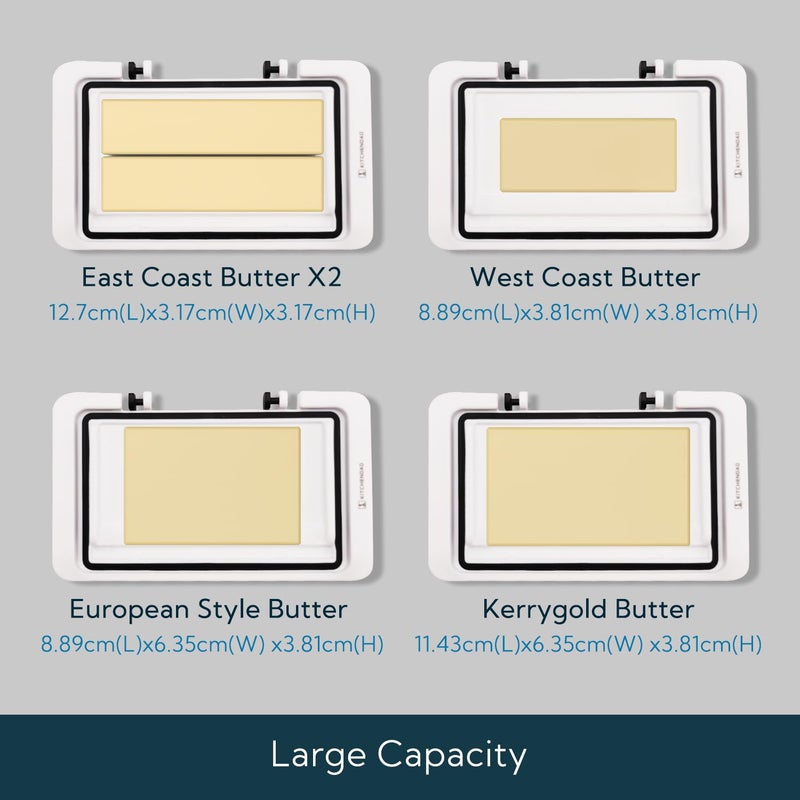 KITCHENDAO Airtight Flip-Top Butter Dish with Lid for Countertop and Refrigerator, Butter Keeper, Plastic Butter Holder Tray for 2 Sticks East Coast/West Coast/European Style/ Kerrygold Butter - Image 3