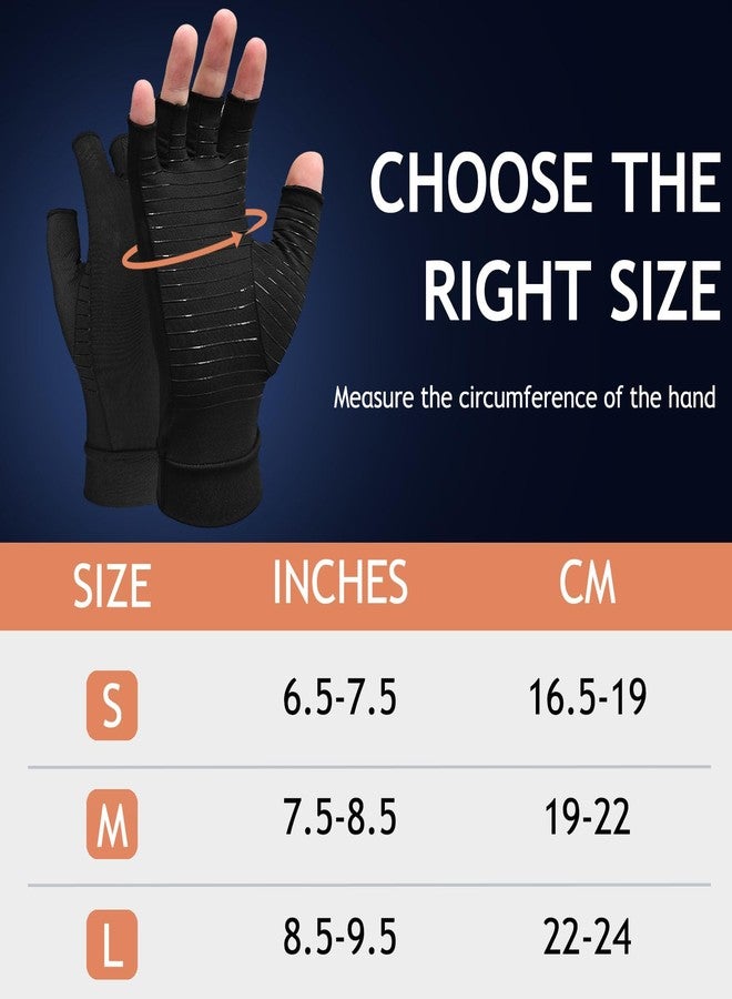 Beieverluck 4 Pairs Copper Arthritis Compression Gloves for Carpal Tunnel Pain Relief Fingerless Compression Hand Gloves for Women Men Rheumatoid, Tendonitis, Swelling, Working and Typing - Image 3