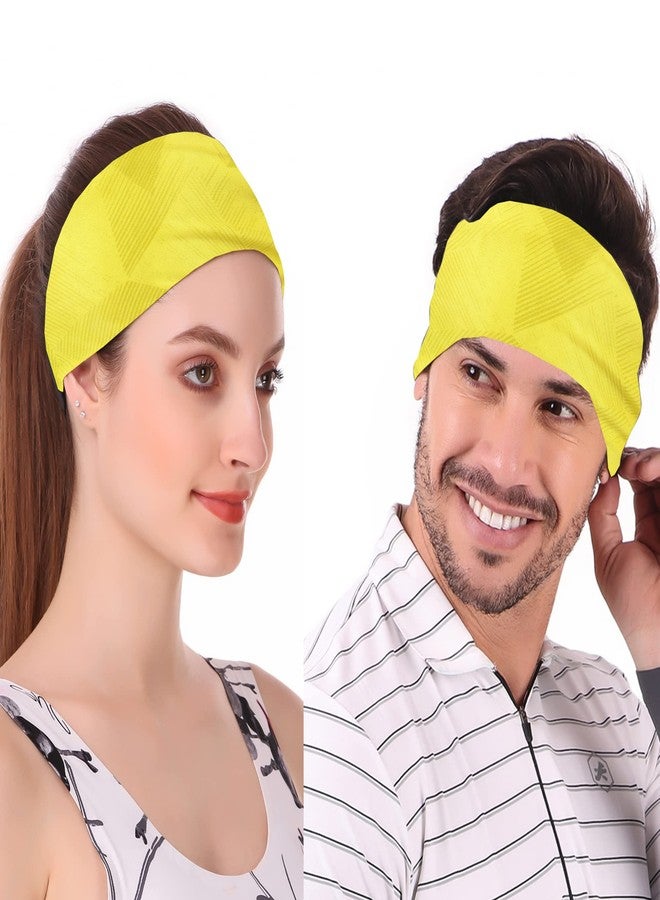 ReDesign Apparels Best Lightweight Headband Workout Sweatbands for Men & Women (One Size, 1pc) Running, Yoga, Cycling, Tennis, Cricket, Badminton | Sports Unisex Hair Band (Geometric Yellow) - Image 2