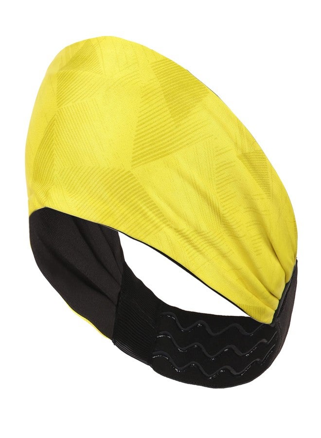 ReDesign Apparels Best Lightweight Headband Workout Sweatbands for Men & Women (One Size, 1pc) Running, Yoga, Cycling, Tennis, Cricket, Badminton | Sports Unisex Hair Band (Geometric Yellow) - Image 1