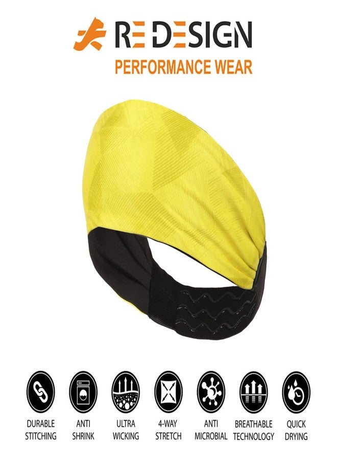 ReDesign Apparels Best Lightweight Headband Workout Sweatbands for Men & Women (One Size, 1pc) Running, Yoga, Cycling, Tennis, Cricket, Badminton | Sports Unisex Hair Band (Geometric Yellow) - Image 3