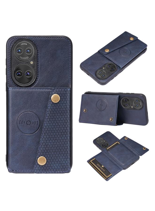 S-TOP Case For Huawei P50 Pro Double Buckle PU + TPU Shockproof Magnetic Case with Card Slots & Holder - Image 1