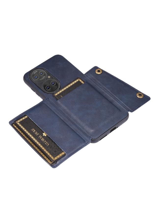 S-TOP Case For Huawei P50 Pro Double Buckle PU + TPU Shockproof Magnetic Case with Card Slots & Holder - Image 5