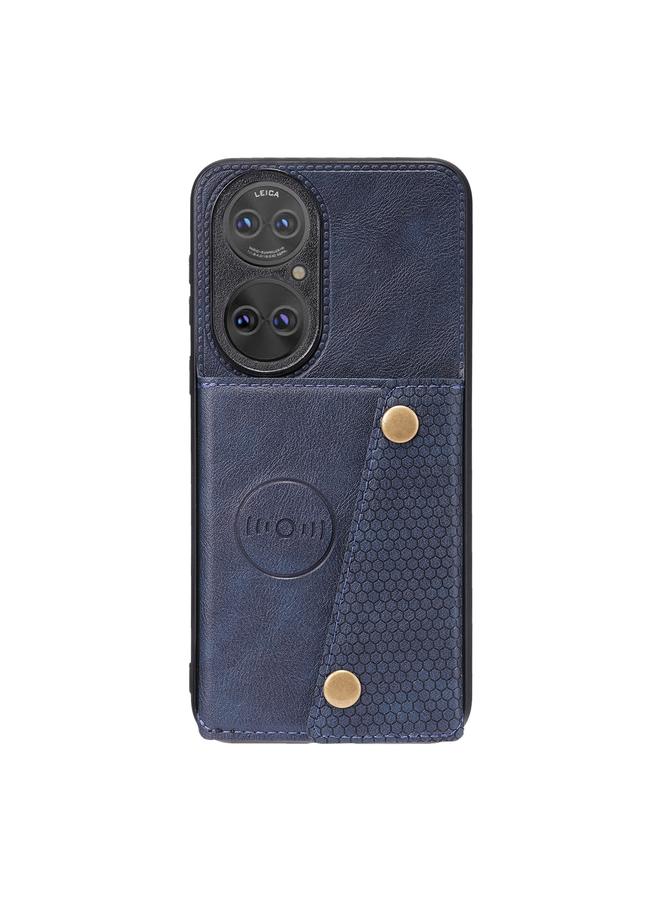 S-TOP Case For Huawei P50 Pro Double Buckle PU + TPU Shockproof Magnetic Case with Card Slots & Holder - Image 2