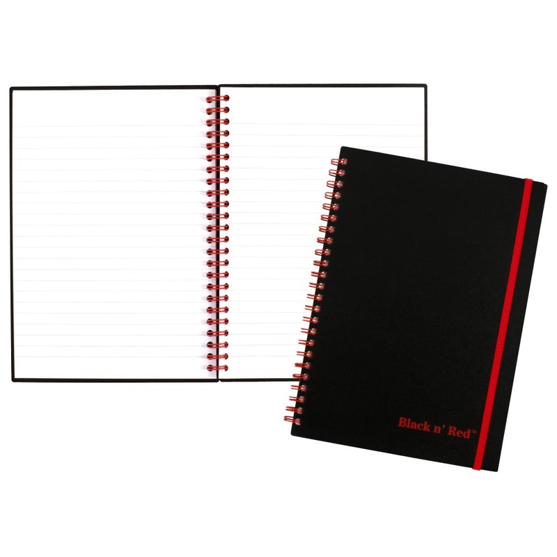 Black n' Red Notebook, Business Journal, 8-1/4" x 5-7/8", 70 Sheets, Ruled, Optik Paper, Scribzee App, Flexible Poly Cover, Wirebound, Black (C67009) - Image 1