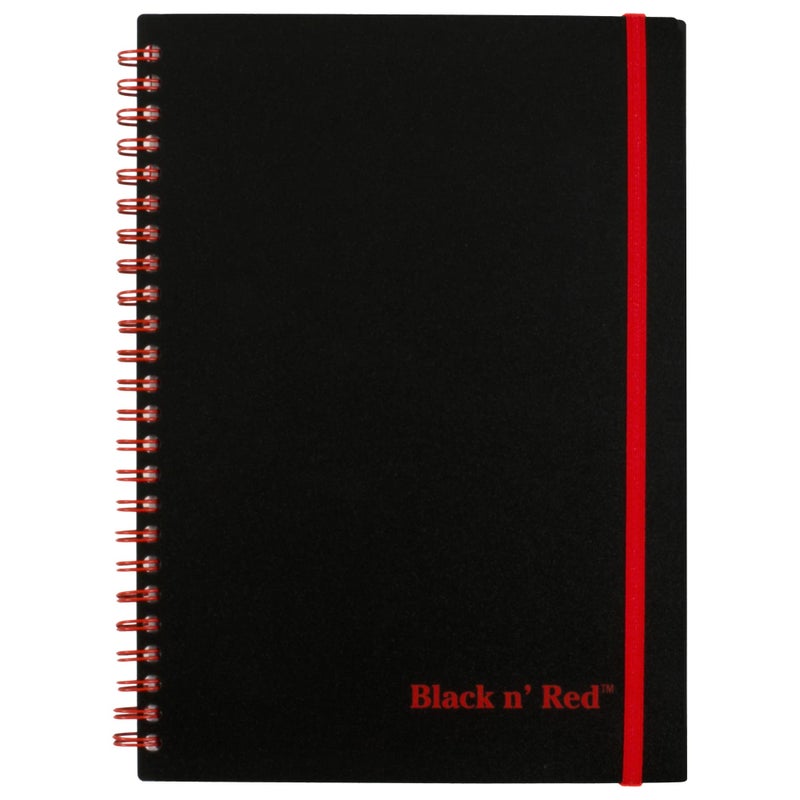 Black n' Red Notebook, Business Journal, 8-1/4" x 5-7/8", 70 Sheets, Ruled, Optik Paper, Scribzee App, Flexible Poly Cover, Wirebound, Black (C67009) - Image 2