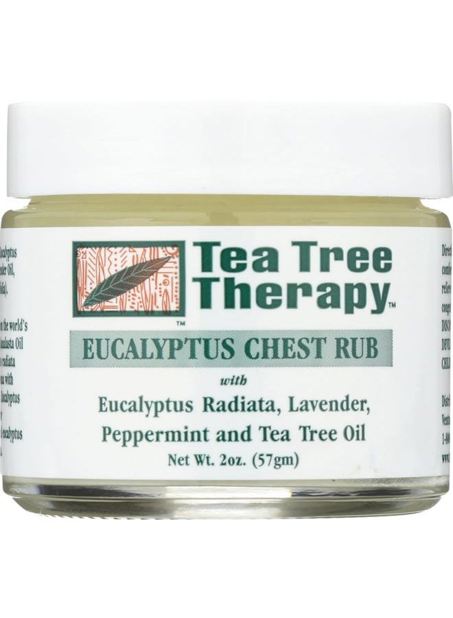 Tea Tree Therapy مرهم الصدر بالأوكالبتوس | 2 أونصة (57 جرام) | مع أوكالبتوس رادياتا، لافندر، نعناع وزيت شجرة الشاي | تركيبة مهدئة ومريحة - Image 1