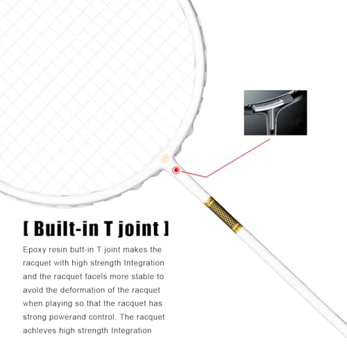 ALPSPORT ZJ Titanium Net 4U G5 Full Carbon Fiber Professional Badminton Racket, Graphite Racquets with Gift Box, 1 Flannel Bag, 2 Grips Tapes, Padel Raket for Team Sports Training (White) - Image 5