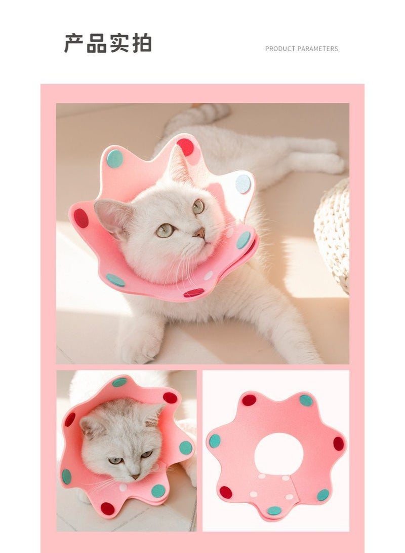 A.M Elizabeth Collar Cat Dog Wound Protection After Surgery Wound Leaking Push Button Type Cute Adjustable Lightweight Soft Flower - Image 3