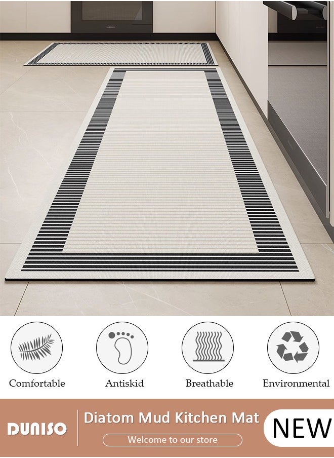 DUNISO 2 PCS  Kitchen Mats and Rugs Set , Non Slip Heavy Duty Standing Mat, Quick Dry Diatom Mud Floor Mat,  Extra Soft and Absorbent Floor Mats for  Kitchen, Bath, Office, Laundry(40*60cm+40*120cm)  - Image 1