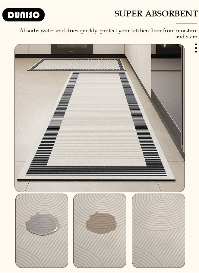 DUNISO 2 PCS  Kitchen Mats and Rugs Set , Non Slip Heavy Duty Standing Mat, Quick Dry Diatom Mud Floor Mat,  Extra Soft and Absorbent Floor Mats for  Kitchen, Bath, Office, Laundry(40*60cm+40*120cm)  - Image 2