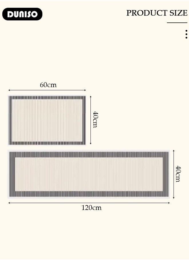 DUNISO 2 PCS  Kitchen Mats and Rugs Set , Non Slip Heavy Duty Standing Mat, Quick Dry Diatom Mud Floor Mat,  Extra Soft and Absorbent Floor Mats for  Kitchen, Bath, Office, Laundry(40*60cm+40*120cm)  - Image 4