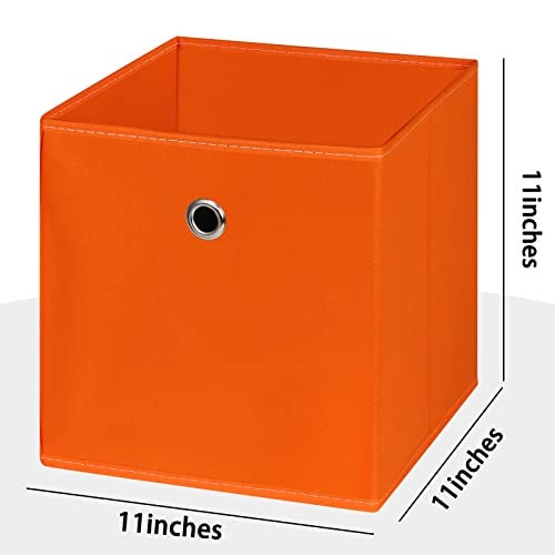 NieEnjoy Foldable Storage Cubes Bins 11 Inch Cloth Storage Cube Fabric Storage Box Cubes Organizer Baskets with Dual Handles for Home Organizer Set of 3 Orange - Image 3