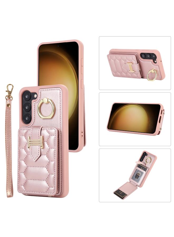 S-TOP Case For Samsung Galaxy S21 FE 5G Vertical Card Bag Ring Holder Phone Case with Dual Lanyard - Image 1