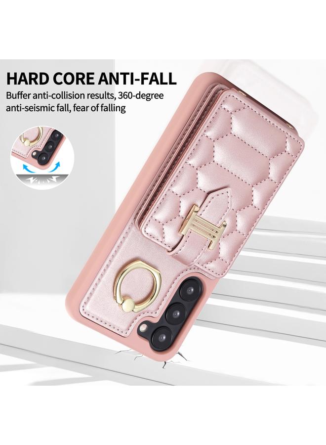 S-TOP Case For Samsung Galaxy S21 FE 5G Vertical Card Bag Ring Holder Phone Case with Dual Lanyard - Image 4