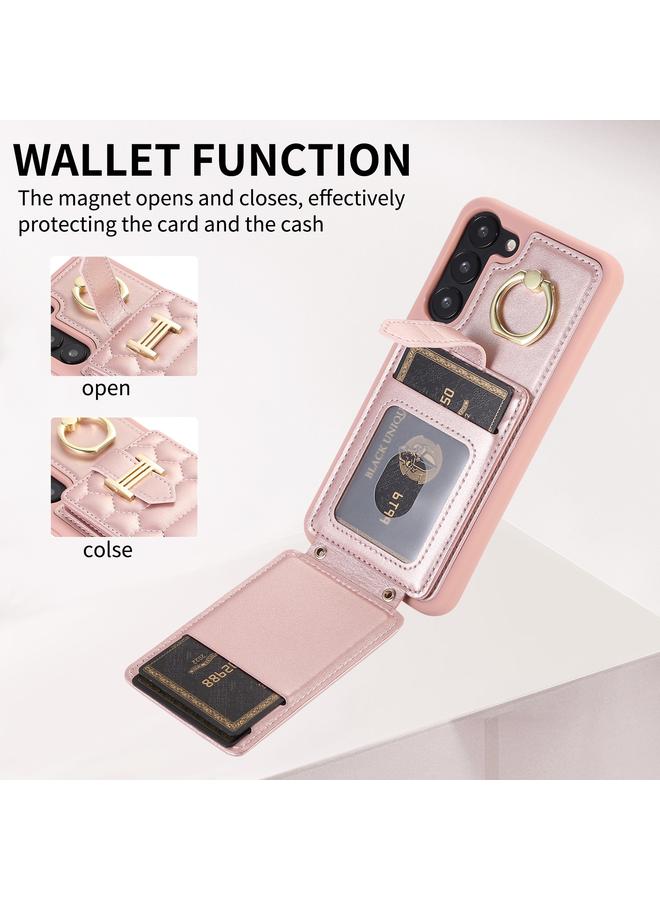 S-TOP Case For Samsung Galaxy S21 FE 5G Vertical Card Bag Ring Holder Phone Case with Dual Lanyard - Image 3