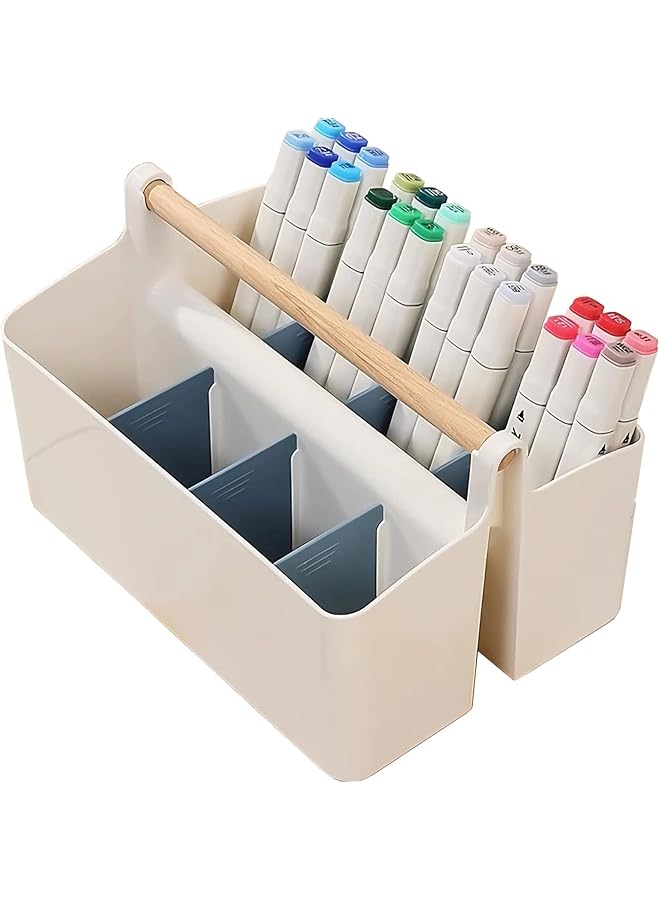 erorex Desk Organizer Multipurpose Organizer Diy Dividers Portable Craft Storage Organizer Plastic Pencil Pen Holder Stationary Organizer For Makeup Art Supplies Sewing Colored Pencils Blue - Image 1