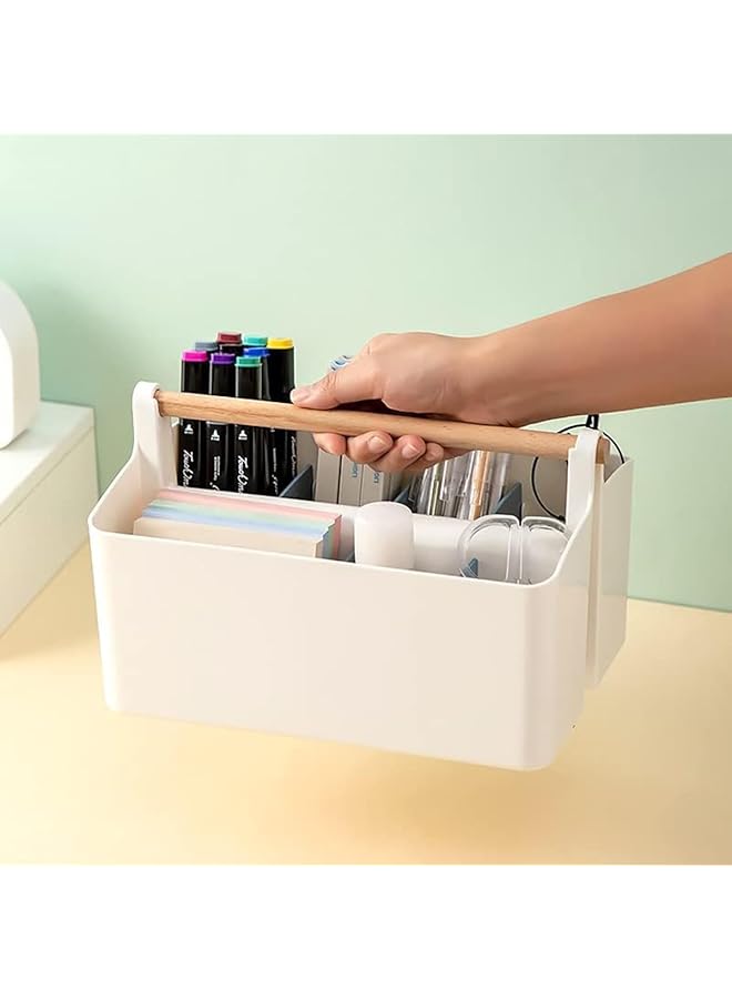 erorex Desk Organizer Multipurpose Organizer Diy Dividers Portable Craft Storage Organizer Plastic Pencil Pen Holder Stationary Organizer For Makeup Art Supplies Sewing Colored Pencils Blue - Image 4