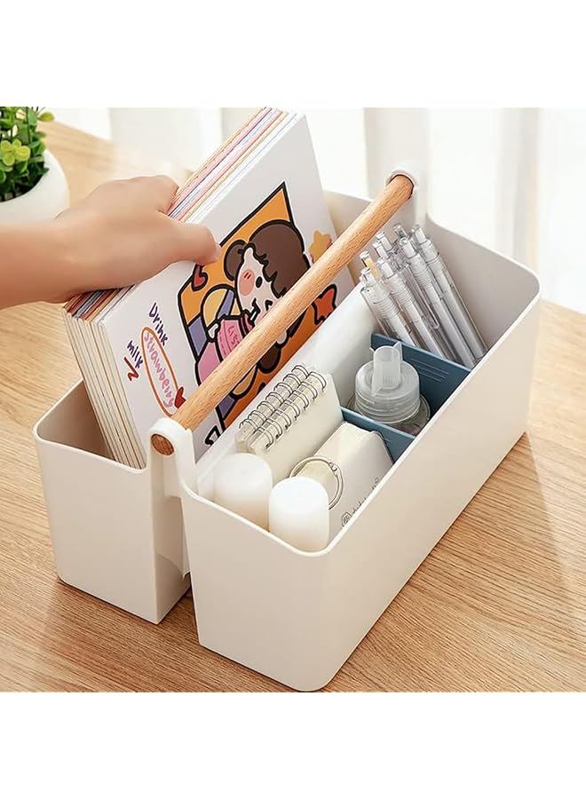 erorex Desk Organizer Multipurpose Organizer Diy Dividers Portable Craft Storage Organizer Plastic Pencil Pen Holder Stationary Organizer For Makeup Art Supplies Sewing Colored Pencils Blue - Image 5