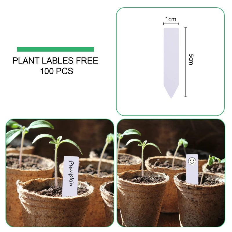JERIA 100-Pack 3.15 Inch Peat Pots for Seedling with 100 Pcs Plant Labels,Outdoor Garden Germination Nursery Pots,Biodegradable Seed Starter Pots Kits - Image 3