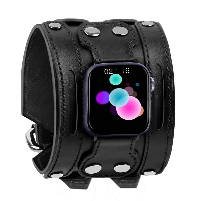 VIQIV Smart Watch Bracelet Bands Compatible with Apple Watch 42mm44mm45mm49mm Smartwatch Straps for Iwatch Series Ultra987654321SE for Men Women Handmade Genuine Leather Wristband - Image 2