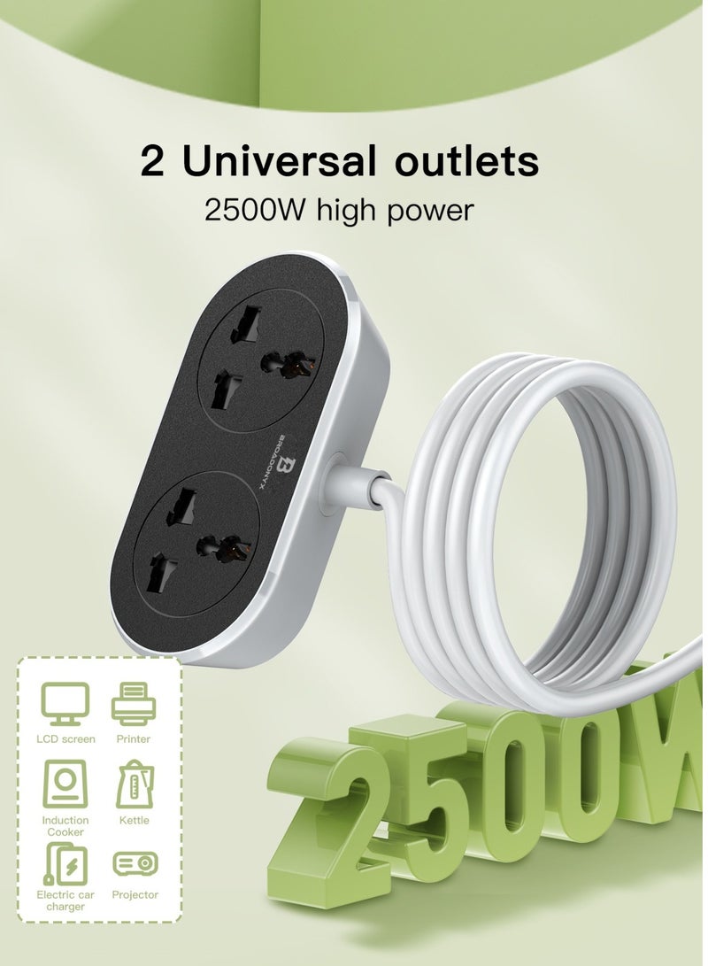 Broadonyx Power Strip 10 Meters 2 Universal Sockets 2500W Surge Protection Heavy Duty Copper Wire - Image 3