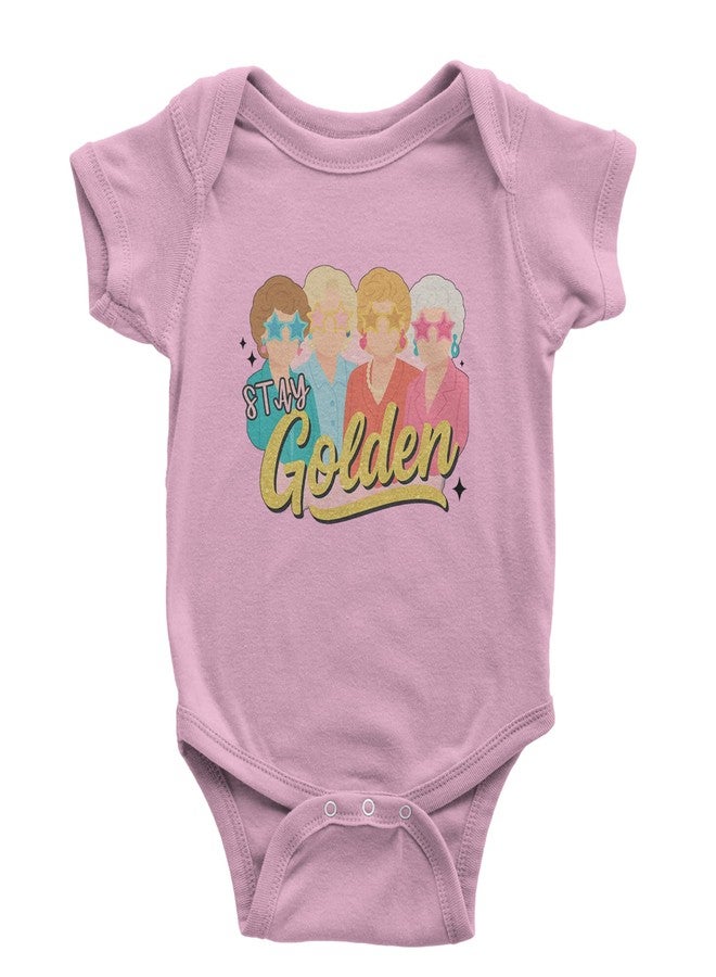 The Pxv One-Piece Stay Golden Girls Retro Newborn Light Pink Romper - Image 1