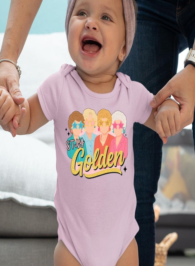 The Pxv One-Piece Stay Golden Girls Retro Newborn Light Pink Romper - Image 2