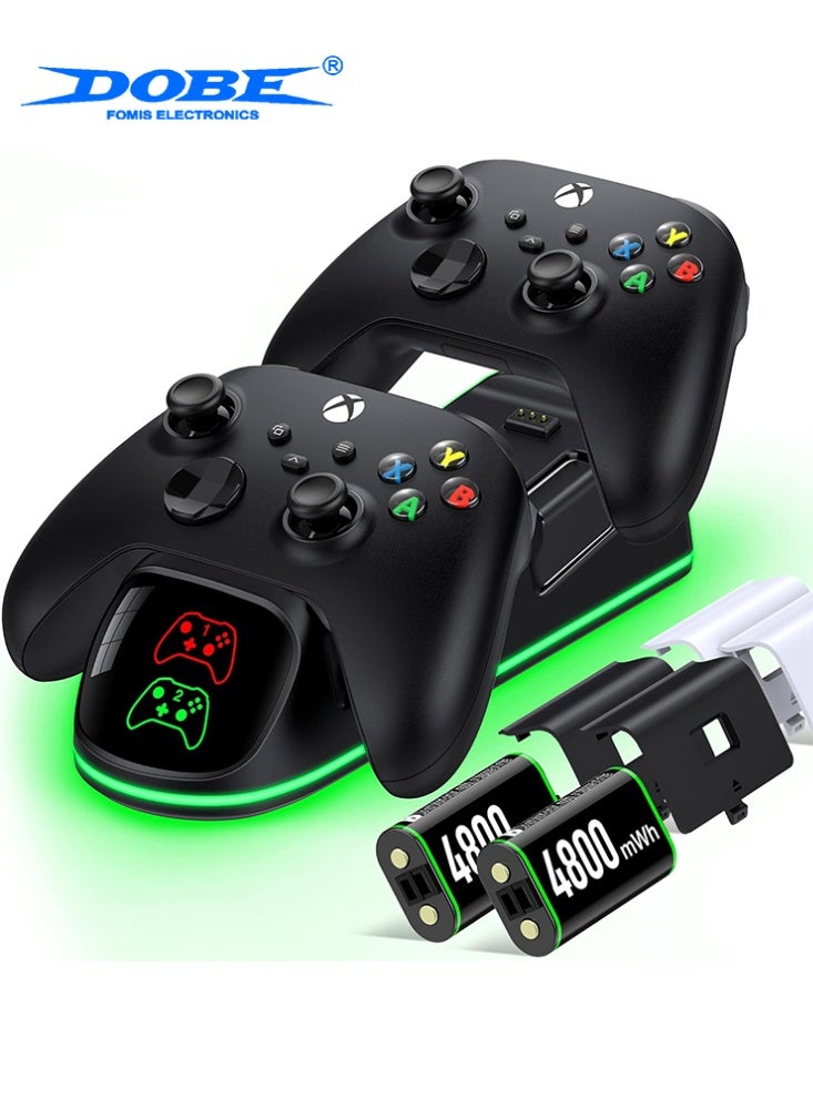دوبي بطارية قابلة لإعادة الشحن Xbox 2x 4800mWh مع محطة شحن USB لشحن سريع لوحدة تحكم Xbox Series X|S وXbox One Elite للاستخدام اليومي والألعاب المنزلية - Image 1