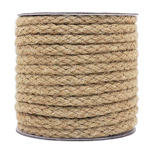Tenn Well 8mm Jute Rope, 52 Feet Braided Jute Cord Thick Twine Rope for Crafting, Cat Scratching Post, Gardening, Farmhouse Decor, Home Decor - Image 1