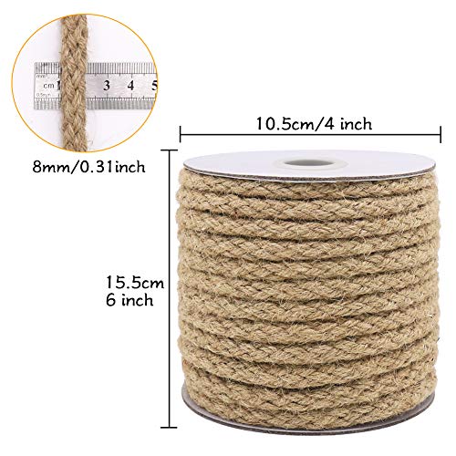 Tenn Well 8mm Jute Rope, 52 Feet Braided Jute Cord Thick Twine Rope for Crafting, Cat Scratching Post, Gardening, Farmhouse Decor, Home Decor - Image 5