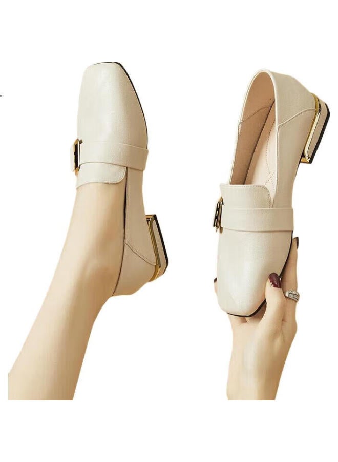 Daphne Women'S Loafers Soft Bottom Casual Shoes With Belt Buckle Flat Low Heel Commuting Single Shoes Women 4623101028 Beige 38 - Image 2