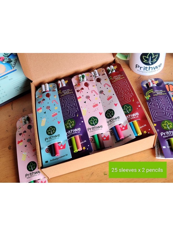 Prithwe Ecofriendly Plantable Seed Black Pencils Gift Pack (Pack Of 50 Pencils - 2 X 25 Sleeves) - Image 2