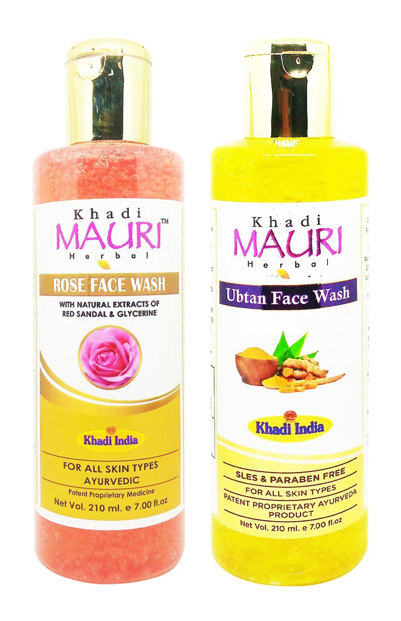 Khadi Mauri Ubtan Rose face wash Pack of 2 420ml - Image 1
