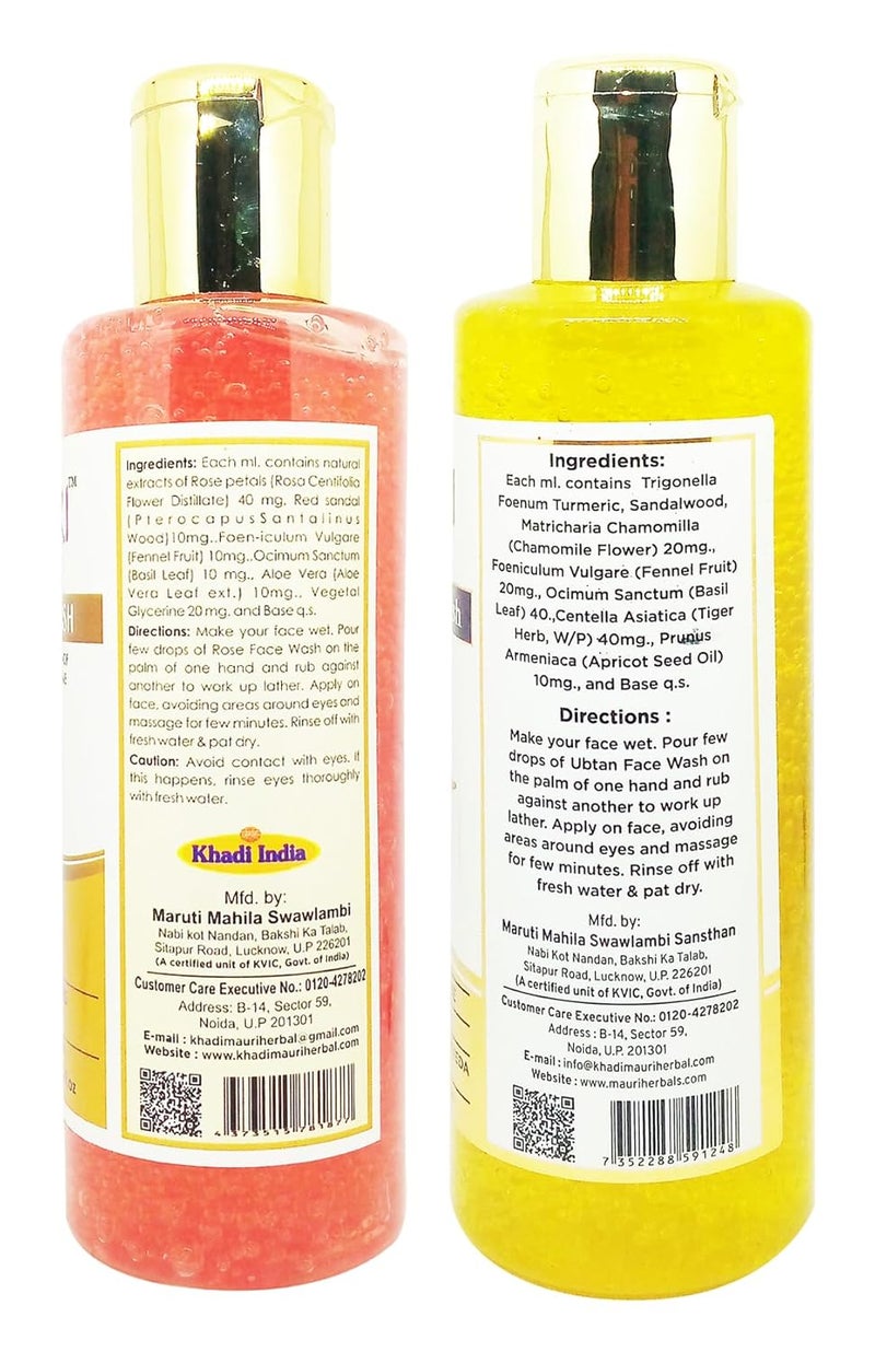Khadi Mauri Ubtan Rose face wash Pack of 2 420ml - Image 2