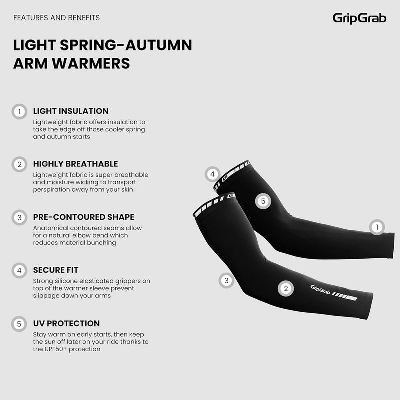 GripGrab Spring Fall Arm Warmers Cycling Thin Lightweight Road Gravel Mountain Biking Arm Sleeves Breathable Anti-Slip - Image 2