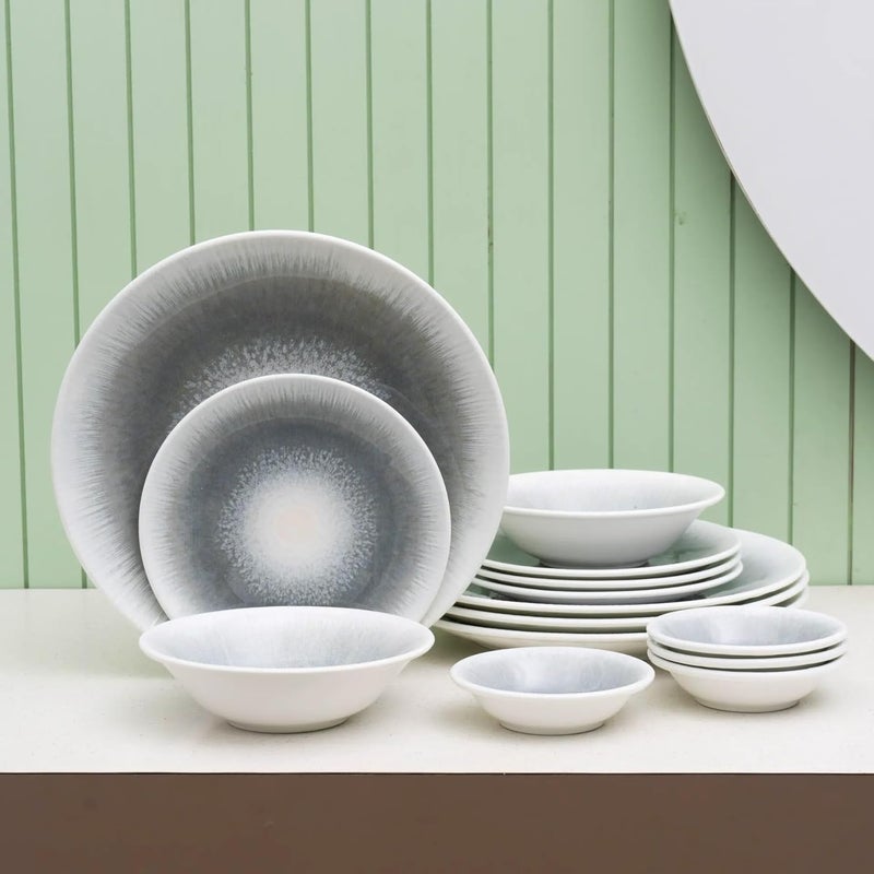JCPL JCPL Fine Porcelain Textures Sway Dinner Set Set of 14 for Family of 4 Ceramic Crockery Set Dinner Plates Kitchen Set for Home Dining Set for Dinner Microwave Dishwasher Safe Plates  - Image 1
