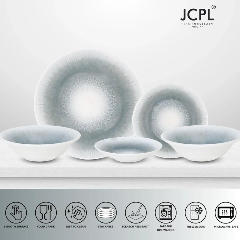 JCPL JCPL Fine Porcelain Textures Sway Dinner Set Set of 14 for Family of 4 Ceramic Crockery Set Dinner Plates Kitchen Set for Home Dining Set for Dinner Microwave Dishwasher Safe Plates  - Image 3