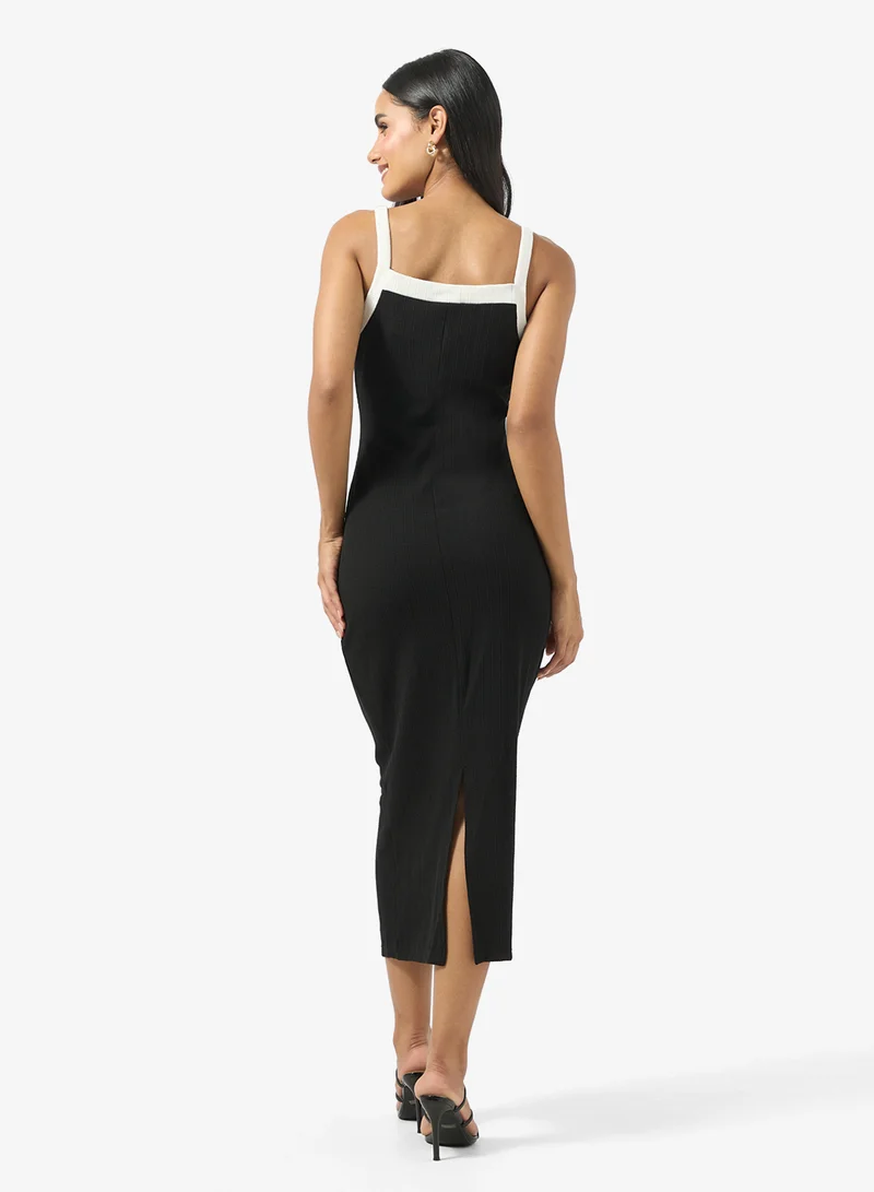Ginger Classic Knitted Monochrome Button Down Dress